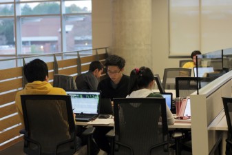Students study in Clough Commons